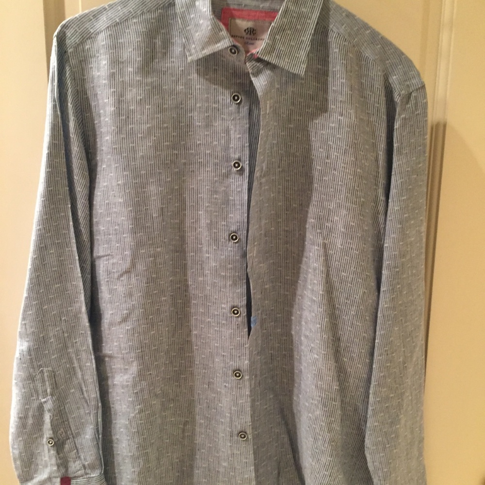 Blue striped Resort Collection Linen Men's shirt